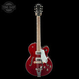 Full front of Gretsch G6119T Pro Players Edition Tennessee Rose Dark Cherry Stain.