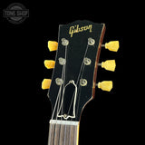Headstock of Gibson Custom Shop 1959 Les Paul Standard Reissue Murphy Lab Heavy Aged Golden Poppy Burst.
