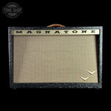 Front of Magnatone Twilighter Custom 2x12 Combo Tooled Black Western Leather.