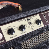 Back panel of Magnatone Twilighter Custom 2x12 Combo Tooled Black Western Leather.