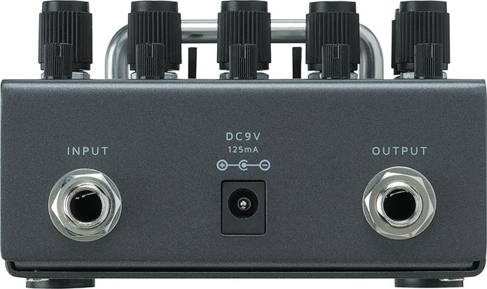 Back of Ibanez Pentatone 5 Band EQ Pedal.