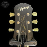 Headstock of Used 2002 Epiphone Les Paul Blueberry Burst MIK.