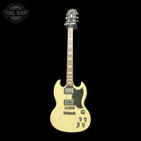 Full front of Used 2009 Epiphone SG White.