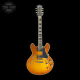 Full front of Used 2021 Eastman Guitars T486-GB Thinline Semi-hollowbody Gold Burst.