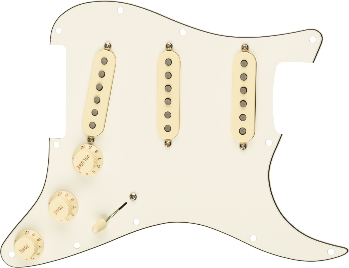 Tex-Mex　Hole　Shop　PG　11　SSS　Tone　Parchment　–　Pre-Wired　Pickguard　Strat　Fender　Guitars