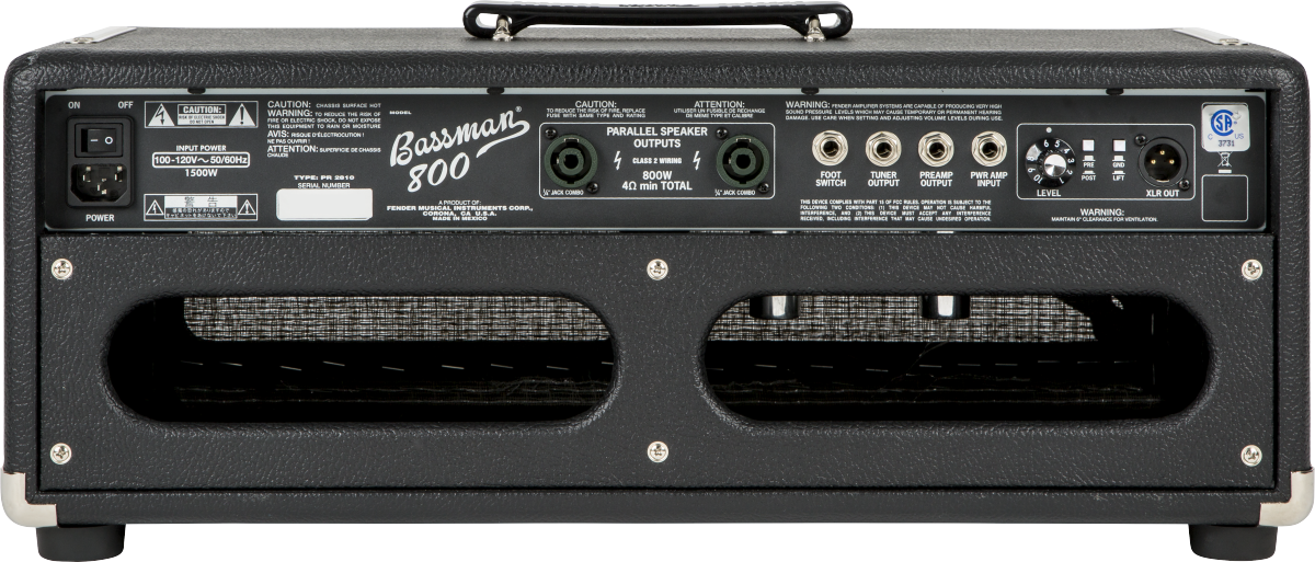 Back of Fender Bassman 800 Head.