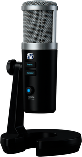 Front right angle of PreSonus Revelator Microphone Black.