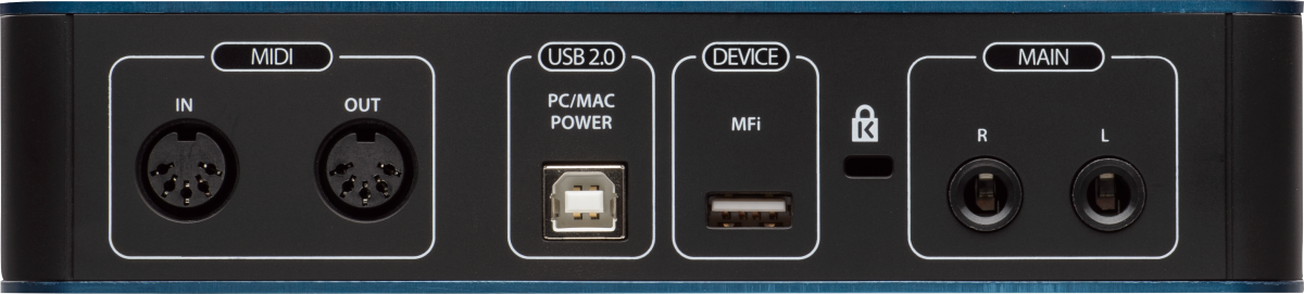Back of PreSonus AudioBox iTwo Blue.