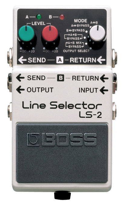 Top down of Boss LS-2 Line Selector/Power Supply.