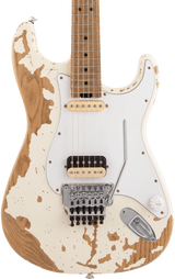 Front of Charvel Henrik Danhage Limited Edition Signature Pro-Mod So-Cal Style 1 HS FR M MP White Relic.