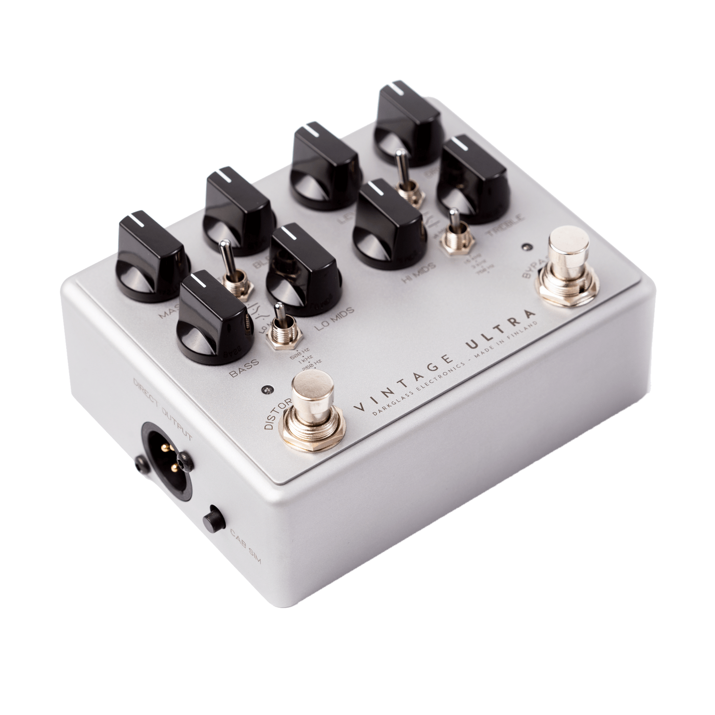 Front right of Darkglass Vintage Ultra V2 Bass Preamp w/Aux In.