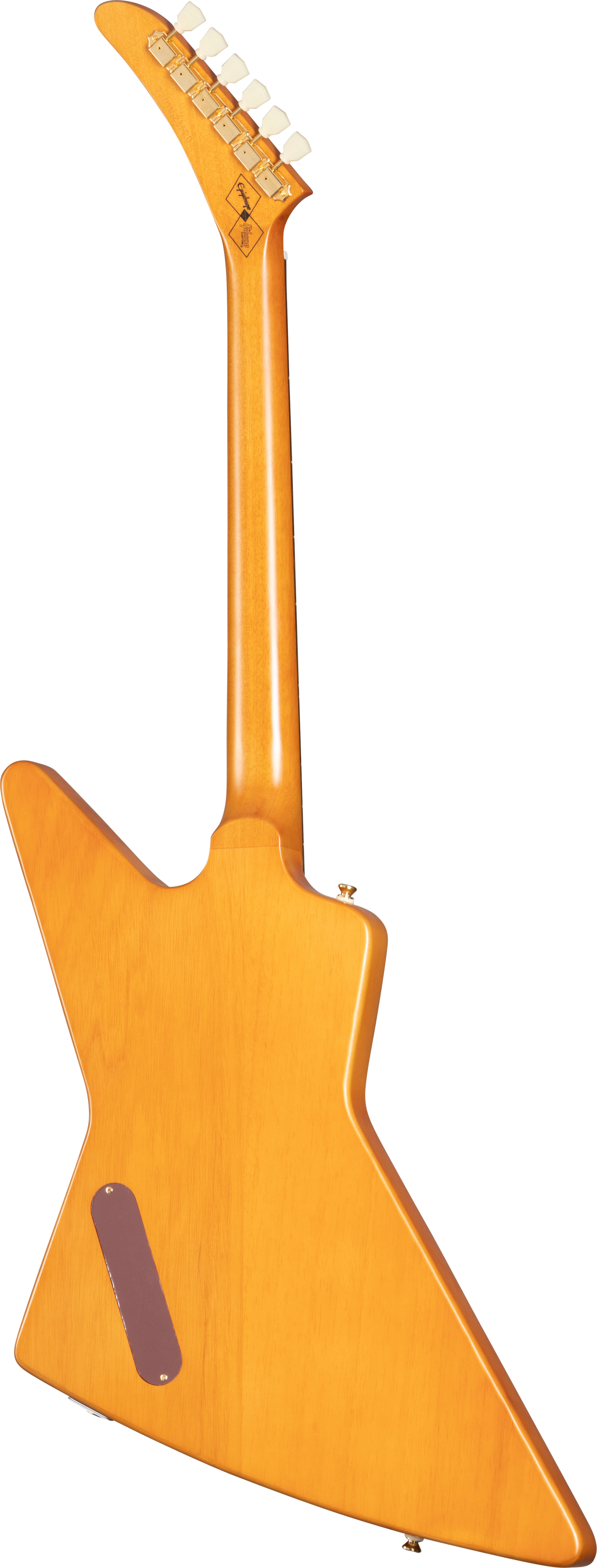 Back of Epiphone 1958 Korina Explorer Aged Natural.