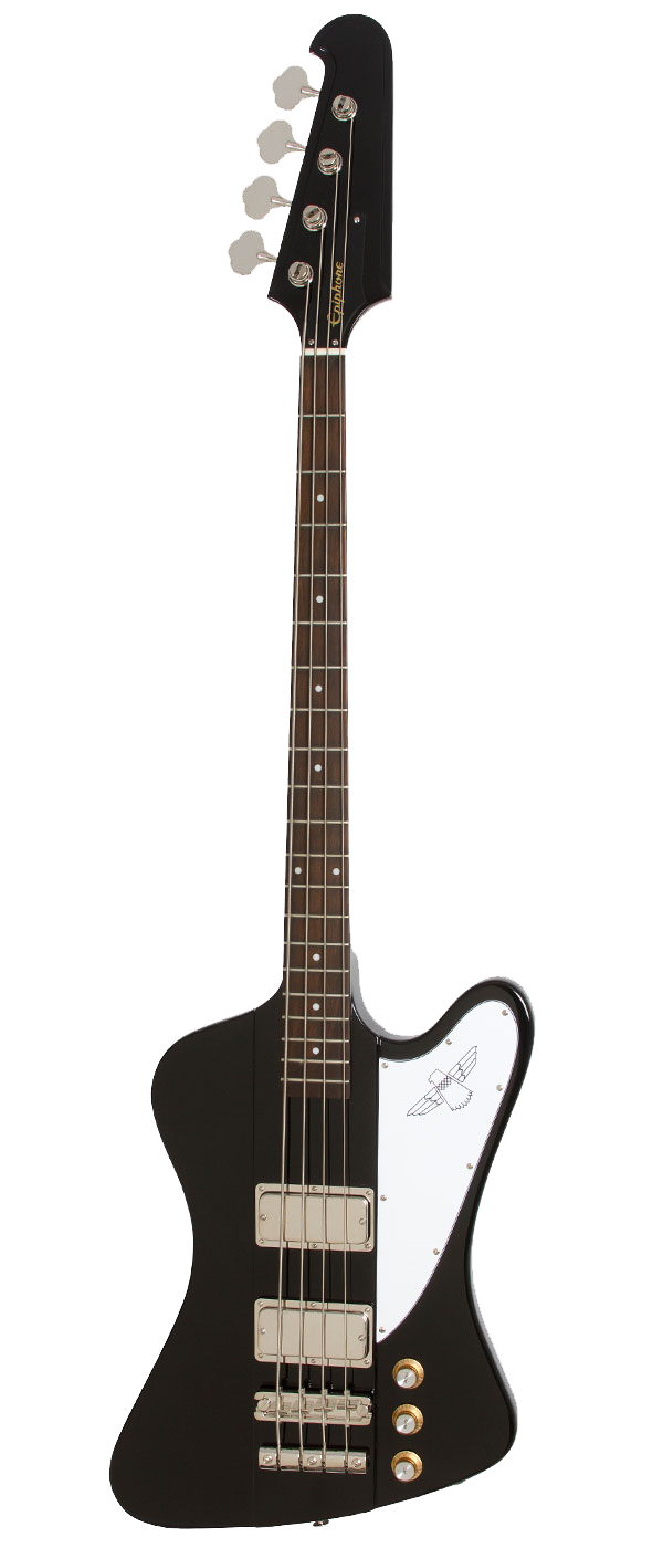 Full frontal of Epiphone Thunderbird Vintage PRO Bass Ebony.