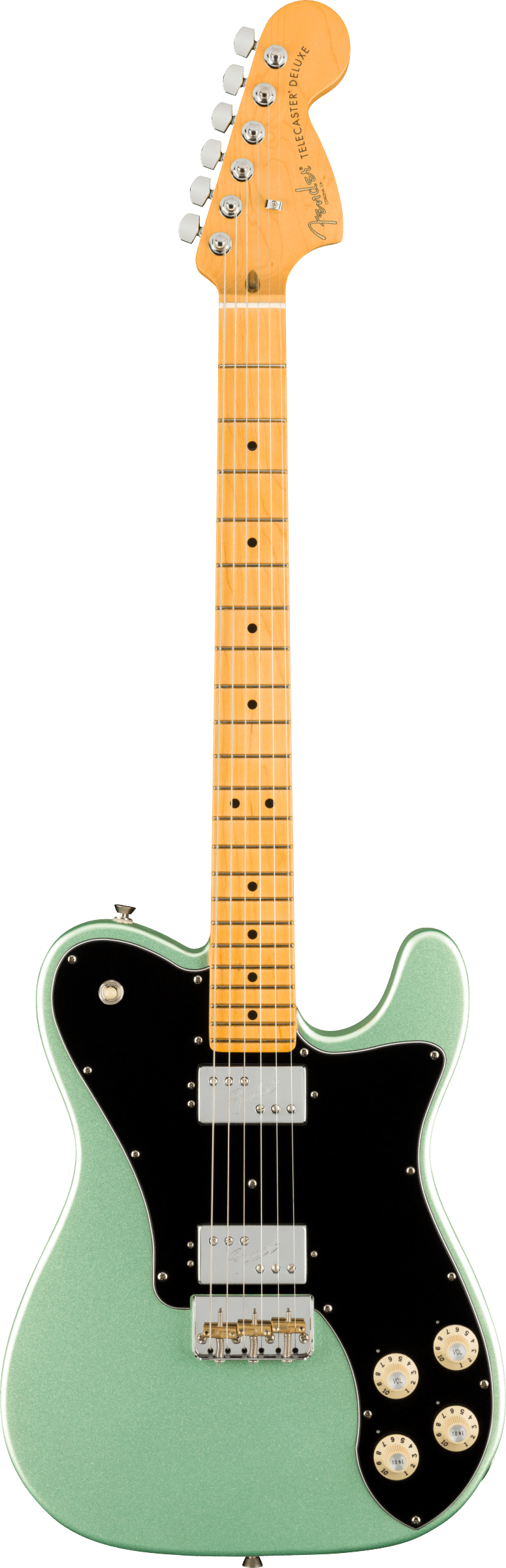 Full frontal of Fender American Professional II Telecaster Deluxe MP Mystic Surf Green.