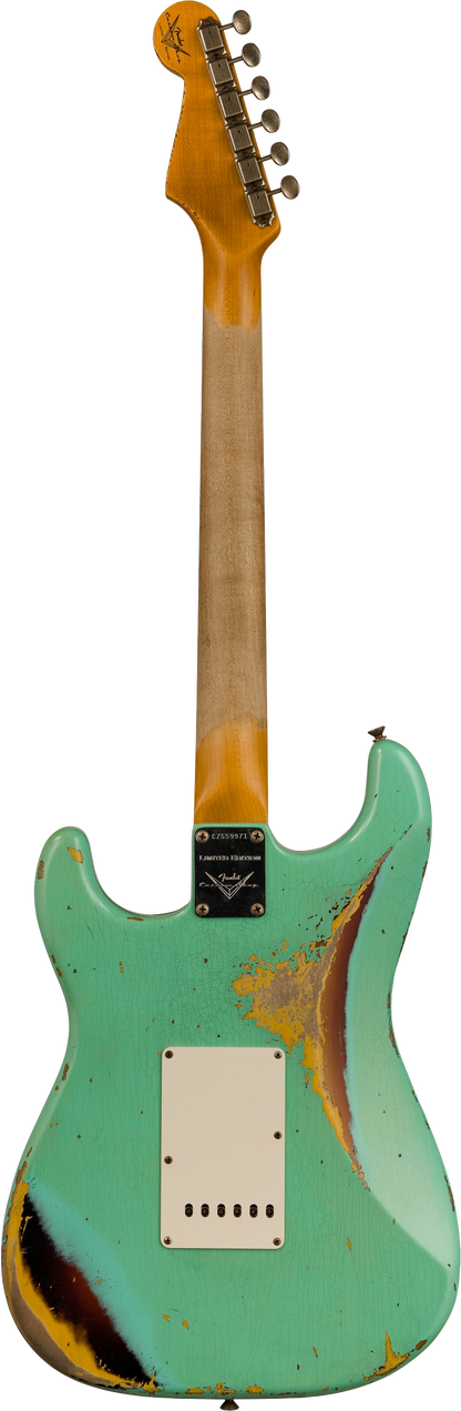 Fender Custom Shop Limited Edition 62 Strat Heavy Relic Faded Aged Sea Foam Green Over 3 Color Sunburst w/case
