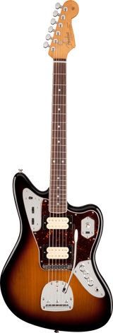 Full frontal of Fender Kurt Cobain Jaguar Rosewood Fingerboard 3-Color Sunburst.