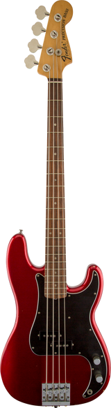 Full frontal of Fender Nate Mendel P Bass RW Candy Apple Red.