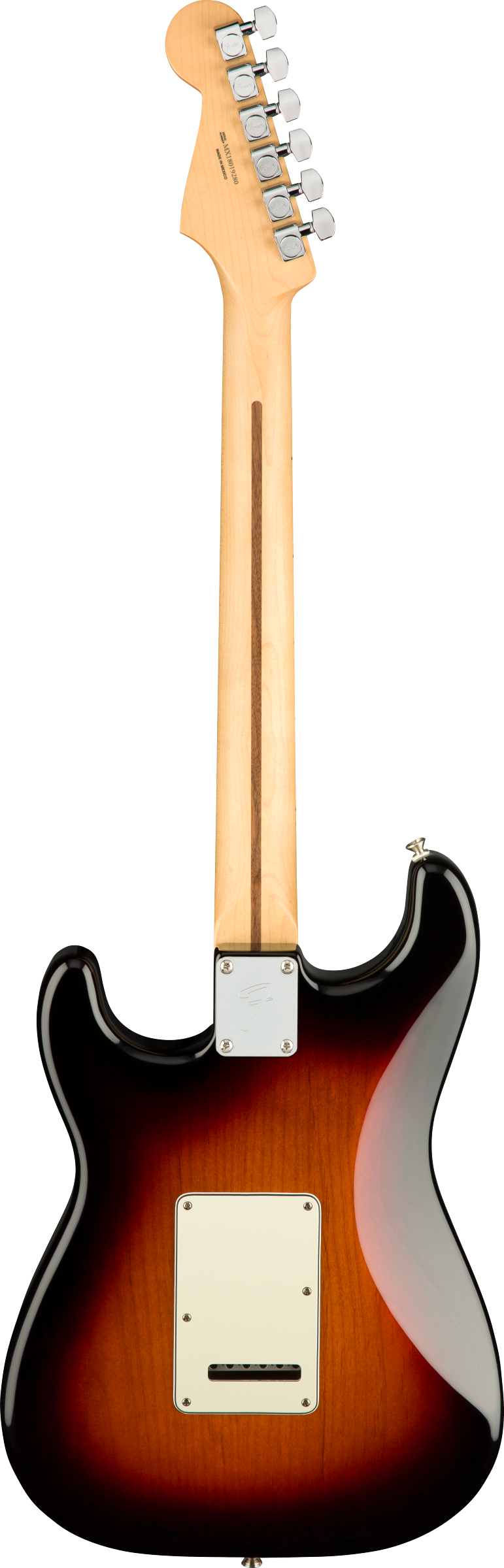 Back of Fender Player Stratocaster MP 3-Color Sunburst.