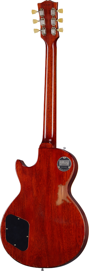 Back of Gibson Custom Shop 1958 Les Paul Standard Reissue Murphy Lab Heavy Aged Lemon Burst.