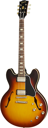 Full frontal of Gibson Custom Shop 1964 ES-335 Reissue VOS Vintage Burst.