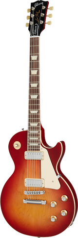 Full frontal of Gibson Les Paul Deluxe 70s Cherry Sunburst.