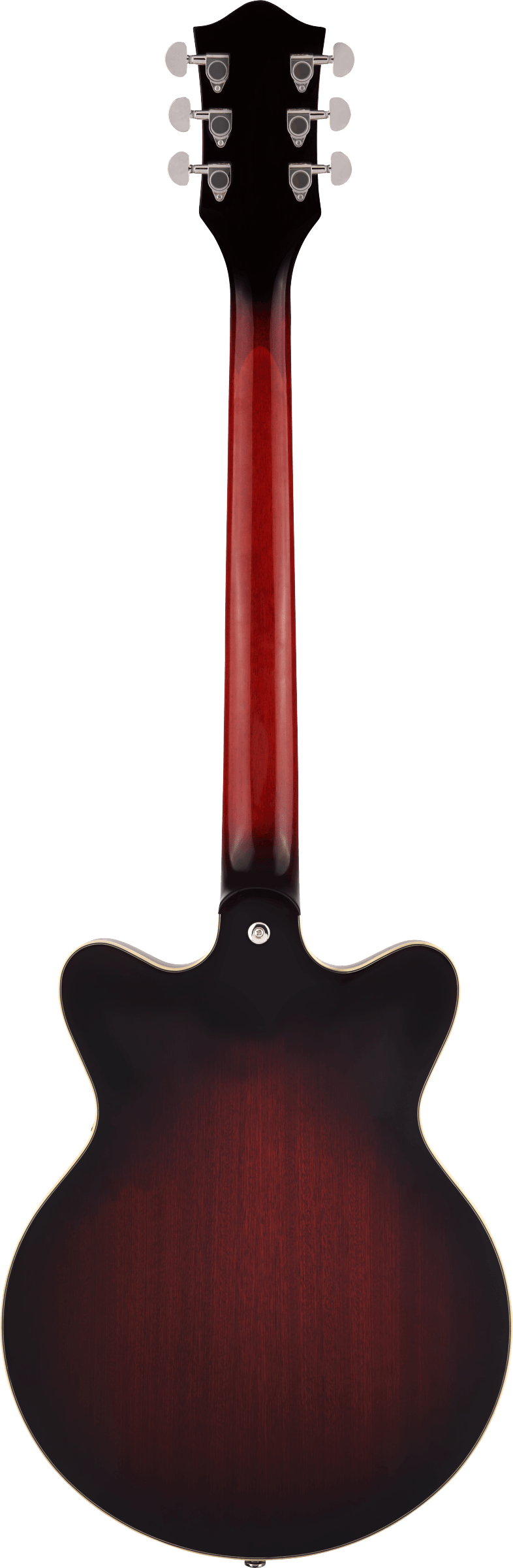 Back of Gretsch G2655-P90 Streamliner Center Block Jr. Double-Cut P90 w/V-Stoptail Claret Burst.