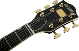 Close up of Gretsch G6122T-62 Vintage Select Edition '62 Chet Atkins Country Gentleman w/Bigsby TV Jones Walnut Stain headstock.