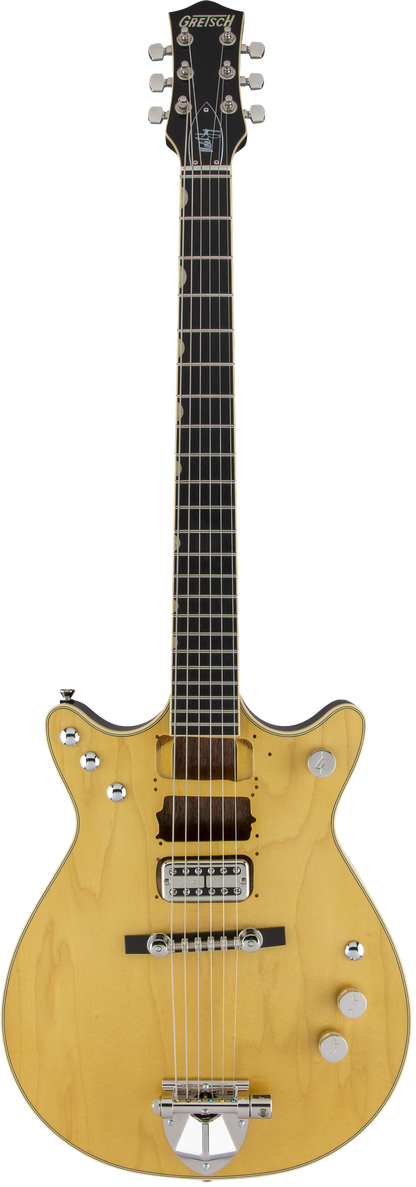 Full frontal of Gretsch G6131T-MY Malcolm Young Signature Jet Ebony Fingerboard Natural.