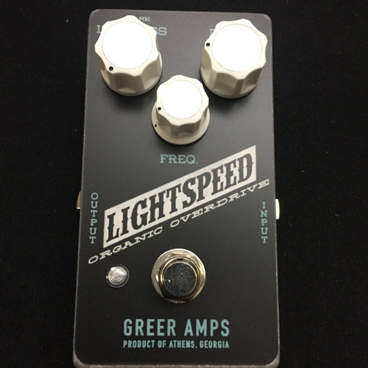 Top down of Greer Amps Lightspeed Organic Overdrive Reverse Daphne.