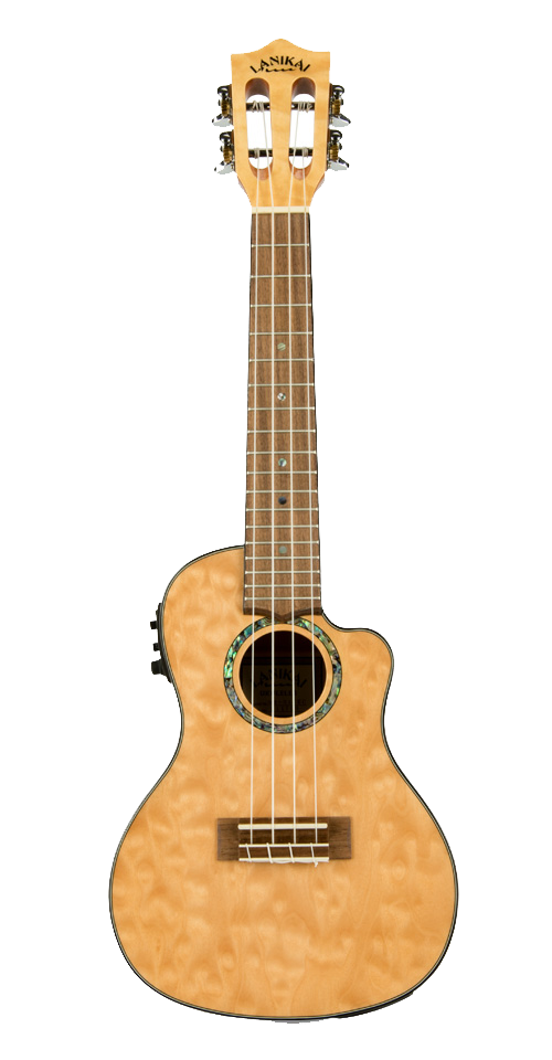 Lanikai QM-NACEC Concert Cutaway Electric Ukulele Quilted Maple Natural Stain w/bag