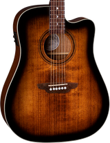 Luna Art Vintage Dread Solid Top CAW A/E Distressed Brownburst