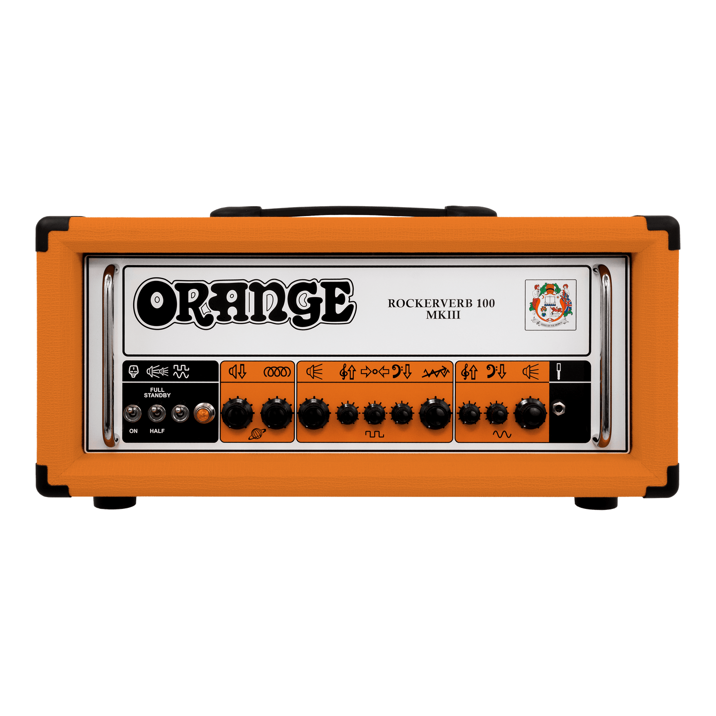 Front of Orange Rockerverb 100 MKIII 100-watt 2-channel Tube Head.