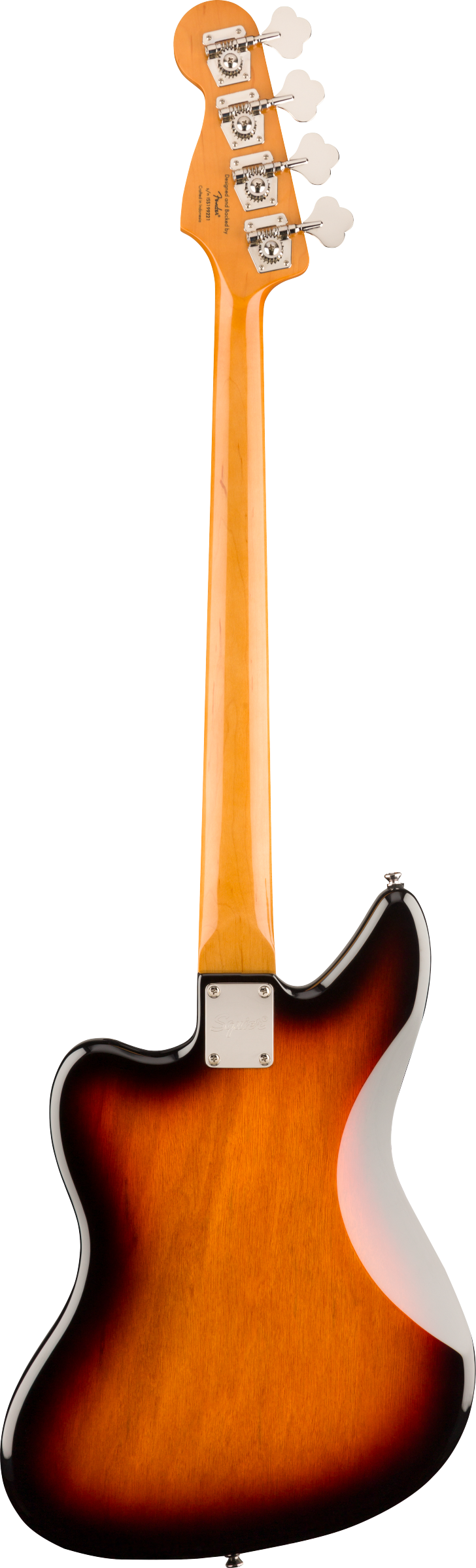 Back of Squier Classic Vibe Jaguar Bass 3-Color Sunburst.
