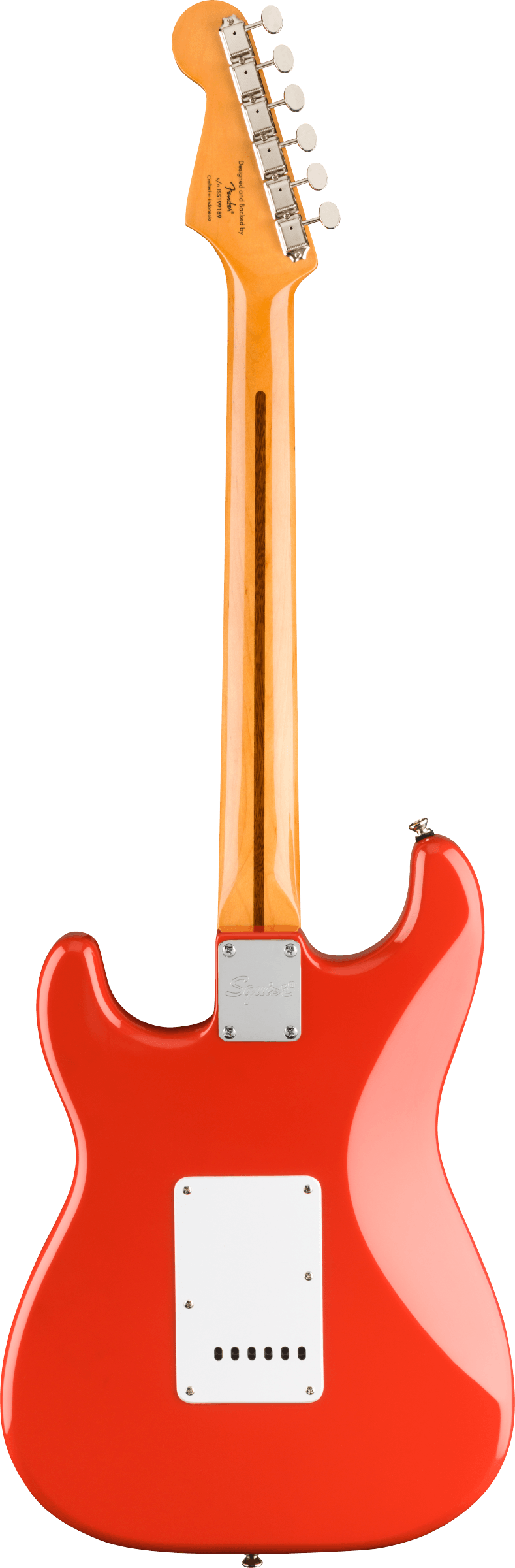 Back of Squier Classic Vibe '50s Stratocaster Maple Fingerboard Fiesta Red.