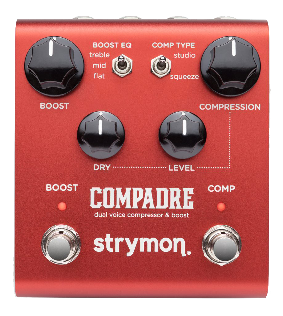 Top down of Strymon Compadre Dual Voice Compressor & Boost.