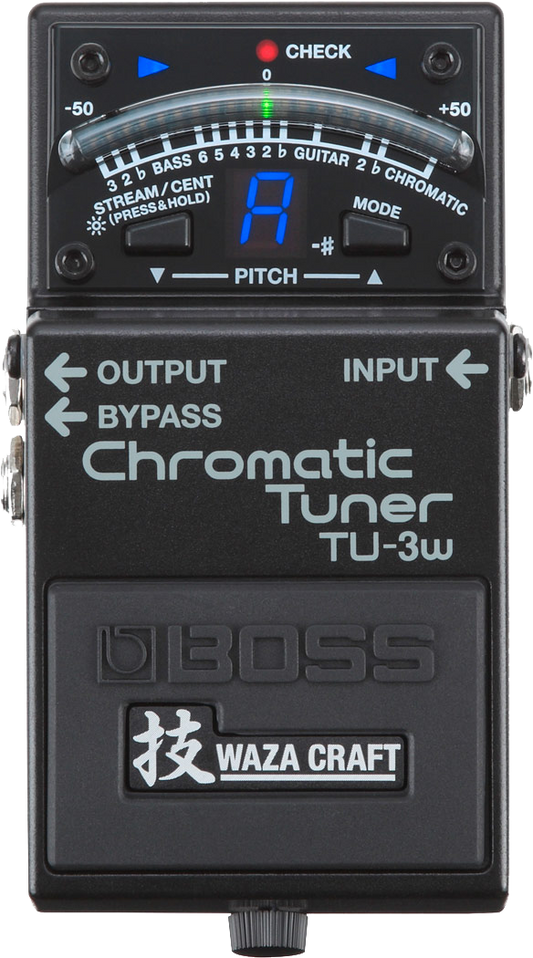 Boss TU 3W Chromatic Tuner Waza Craft Black Tone Shop Guitars Dallas TX