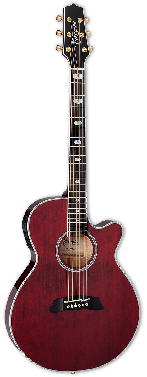 Takamine TSP158C Thinline See-thru Red gloss w/soft case