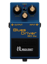 Top down of Boss BD-2W Blues Driver Waza Craft Special Edition.