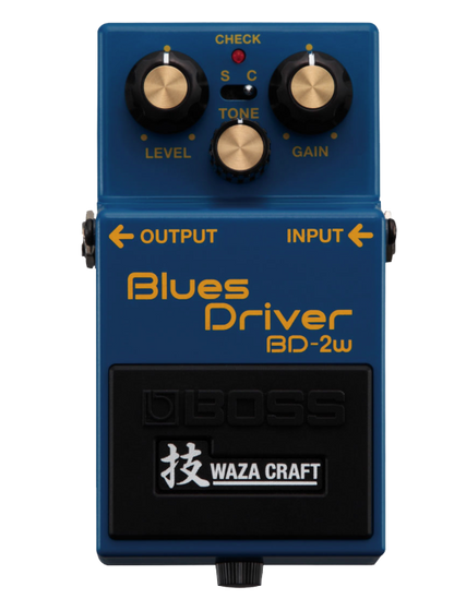 Top down of Boss BD-2W Blues Driver Waza Craft Special Edition.