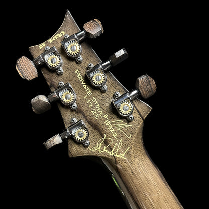 Back of headstock of PRS Private Stock Special Semi-hollow Limited Edition Citrus Glow.