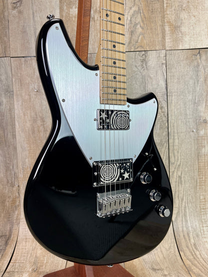 Front left angle of Reverend Billy Corgan Z-One Midnight Black.