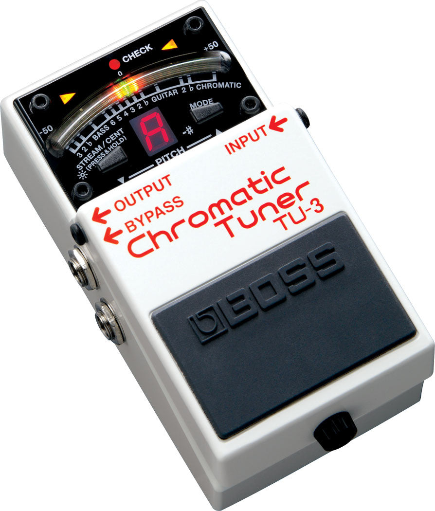 Top down angle of Boss TU-3 Chromatic Tuner.