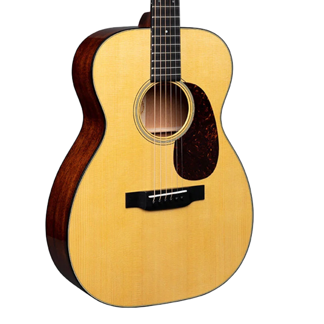 Close up of Martin 00-18 Natural w/case