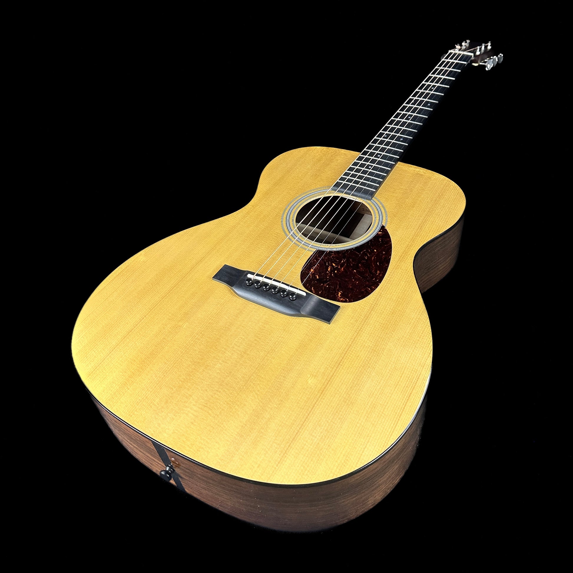 Front angle of Used Martin OM21 Natural.