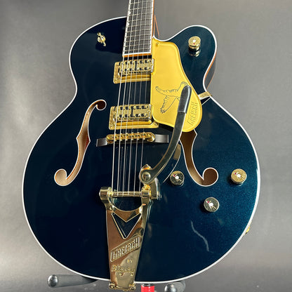 Front of body of Used Gretsch G6136TG Players Falcon Blue.