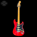 Full frontal of Used Squier Stratocaster MIK Red (upgraded tuners, no trem bar) TSS7626.