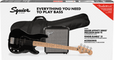Box of Squier Affinity Series Precision Bass PJ Pack MP Black w/bag w/Rumble 15 120V.