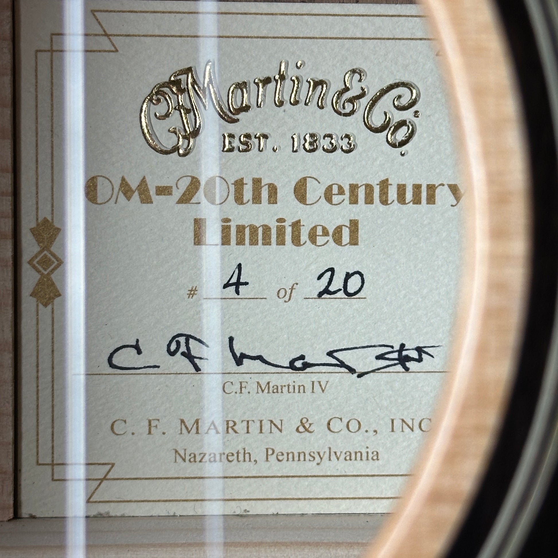Serial number for Martin OM 20th Century Limited.