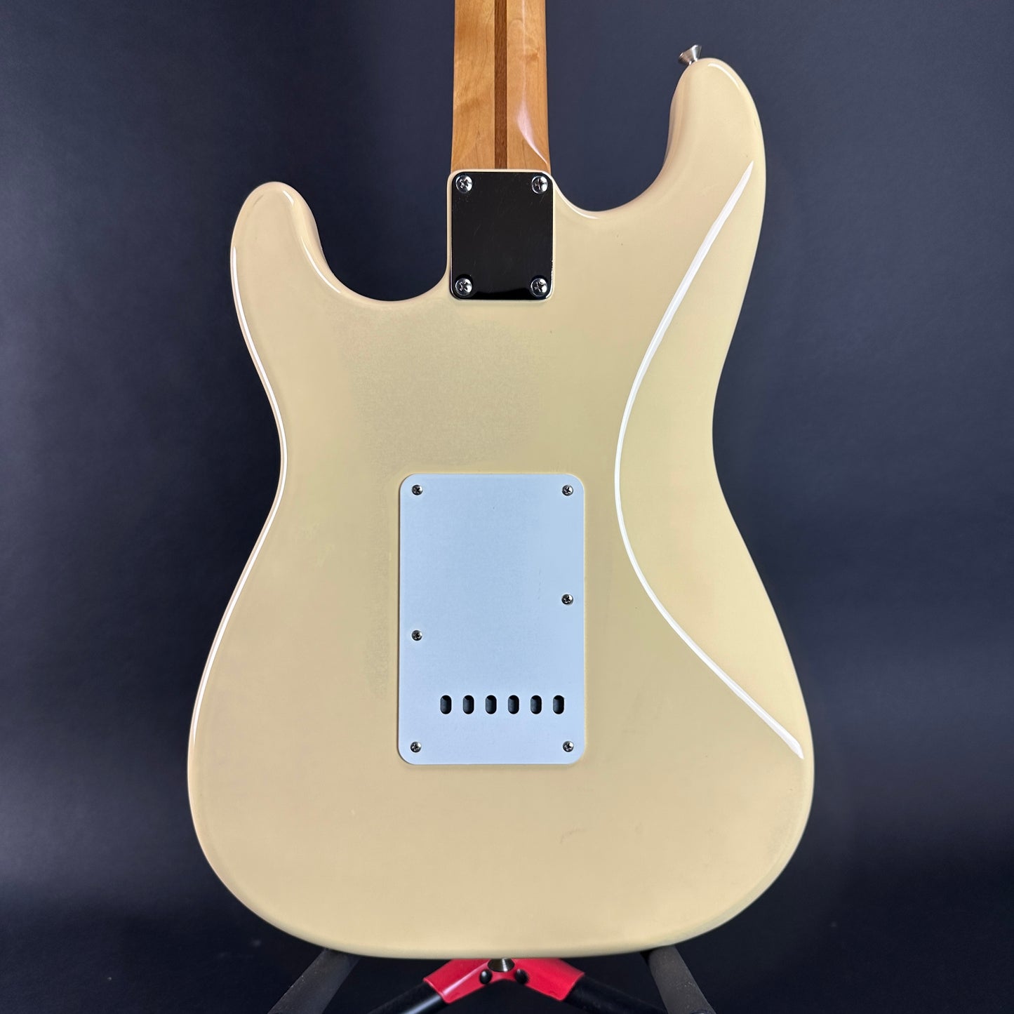 Back of Used Fender Standard Strat MIM White.