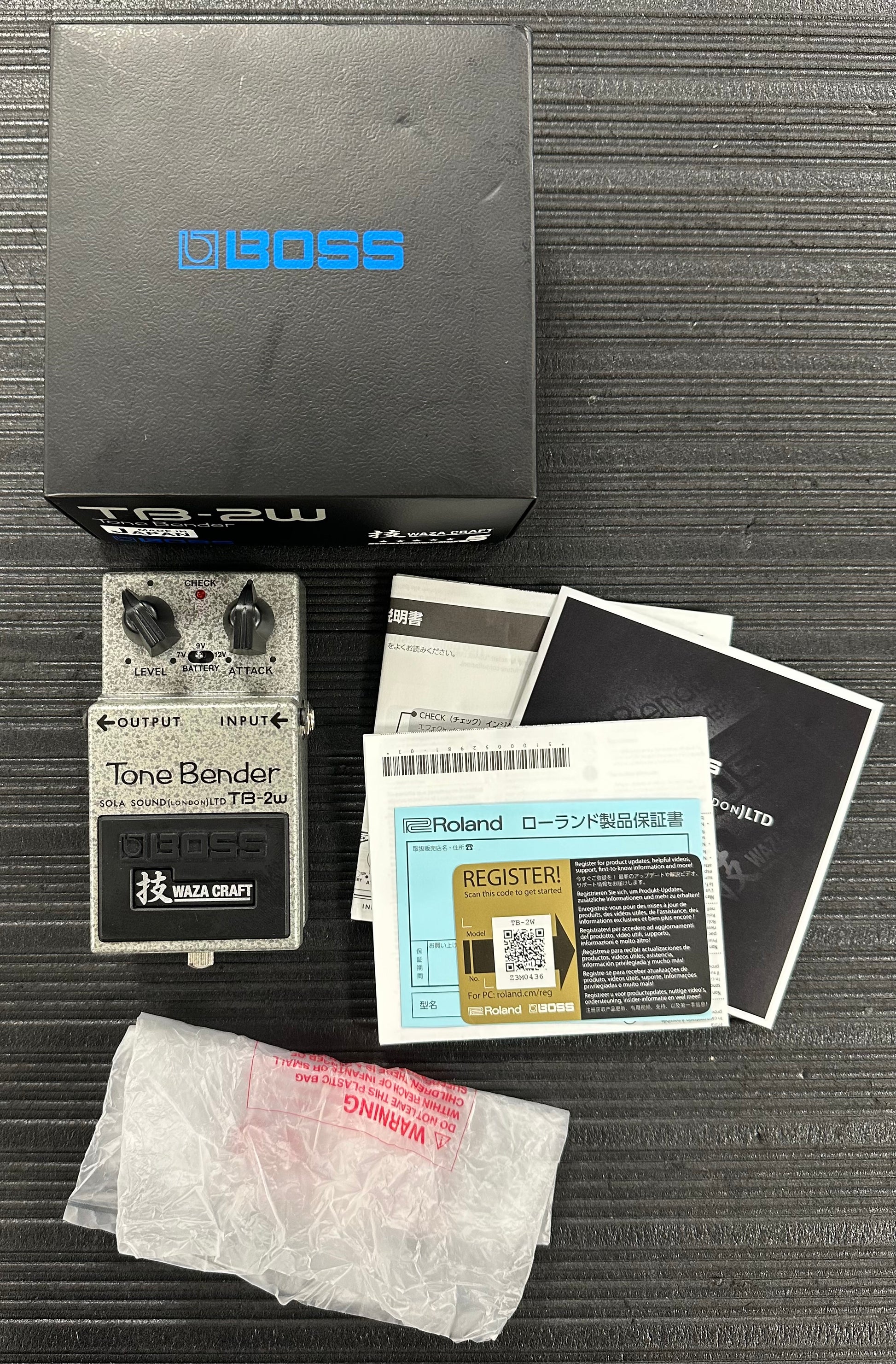Top with box and paperwork of Used Boss TB-2W Tone Bender MKII Limited Edition Fuzz Pedal w/box w/All Original Paperwork TSS4007